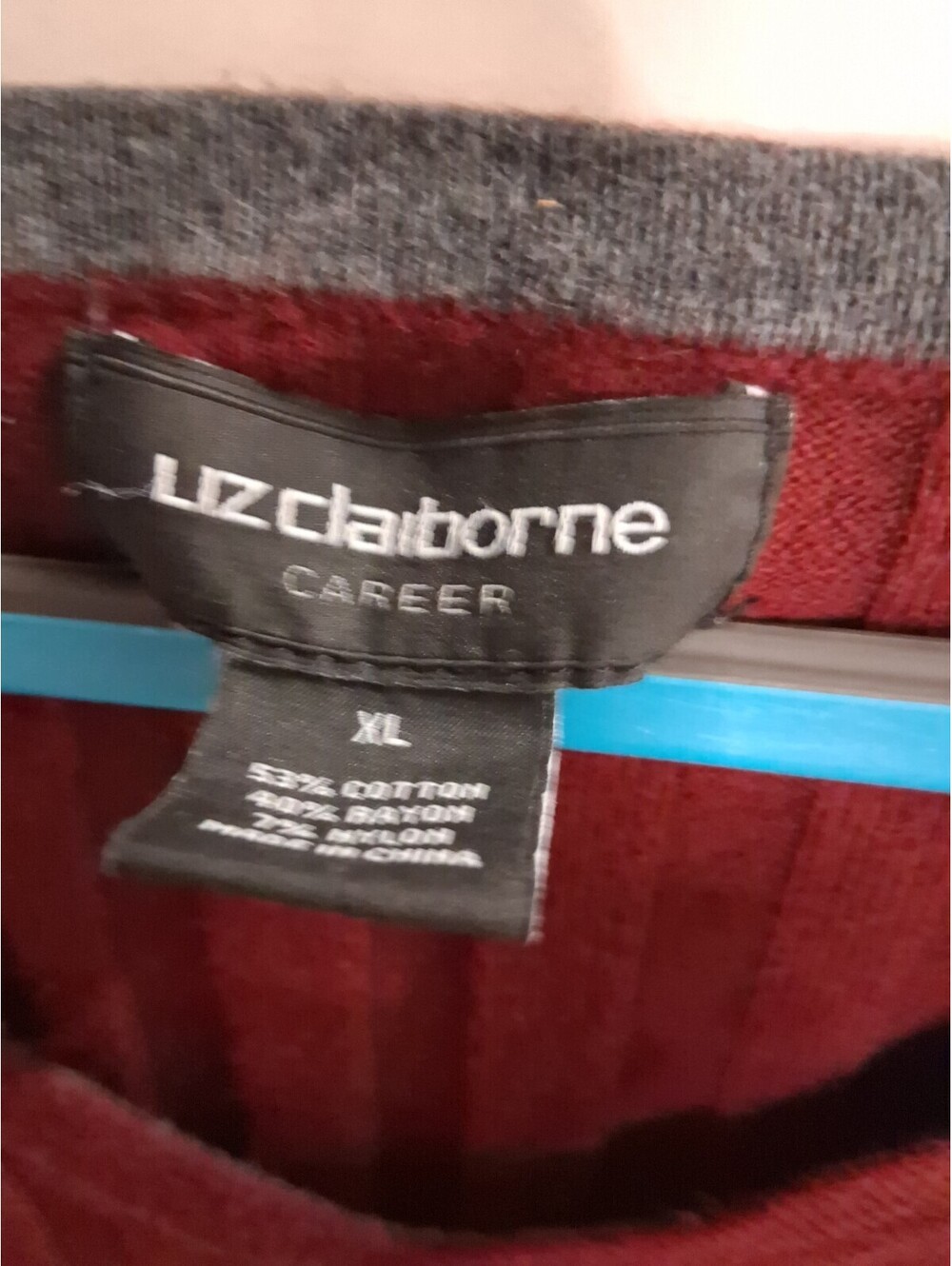 Liz Claiborne Women's Burgundy Sweater Blouse Long Sleeve - Size Extra Large I2 - Picture 5 of 6